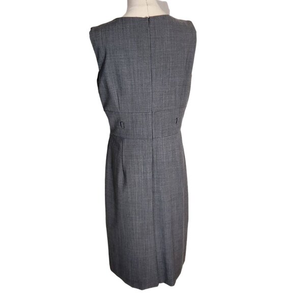 Alex Marie Sleeveless Gray Pleated Front V-neck Career Sheath Dress Women's Sz 8 - Picture 3 of 13